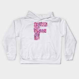 Pink Floral Letter F Kids Hoodie